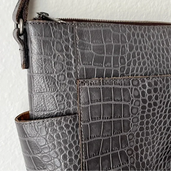 Patricia Nash Gray Crocodile-Embossed Shoulder Bag - Picture 6 of 16